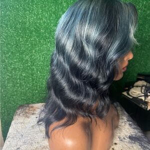 Elegant Black and Blue Women's Wig